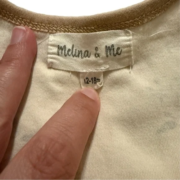 Melina & Me Floral Baby Romper 12–18M Neutral Beige Long Sleeve One Piece - Picture 5 of 5